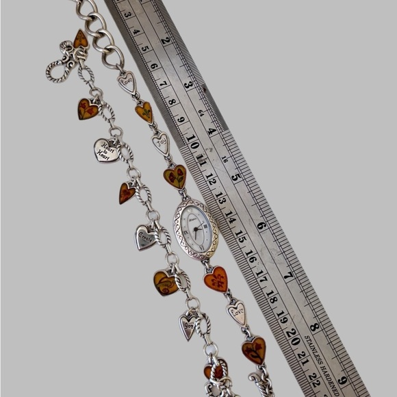 Silver Heart Charm Bracelet with Watch New Battery main image 4